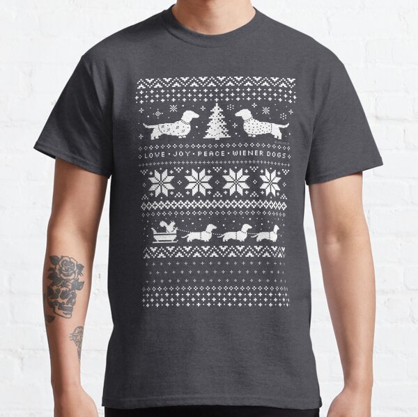 Dachshunds Christmas Sweater Pattern Classic T-Shirt