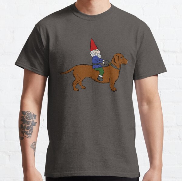 Gnome Riding a Dachshund by Viva Sweet Love Classic T-Shirt