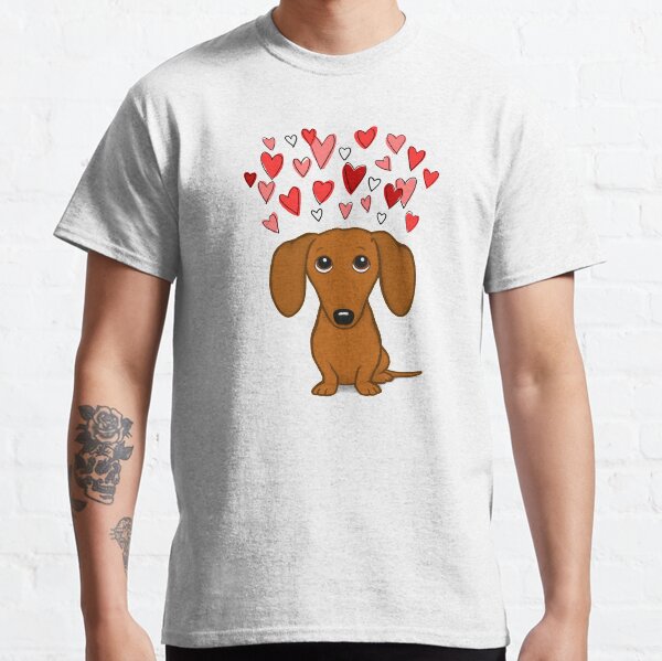 Cute Dachshund with Hearts Classic T-Shirt