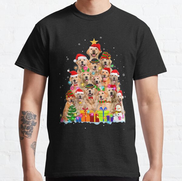 Christmas Pajama Golden Retriever Tree Xmas Gift Dog Dad Mom  Classic T-Shirt