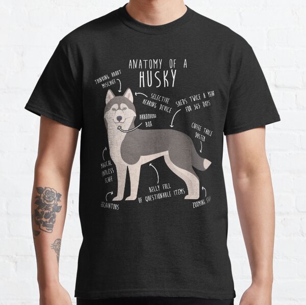 Grey Siberian Husky Dog Anatomy Classic T-Shirt