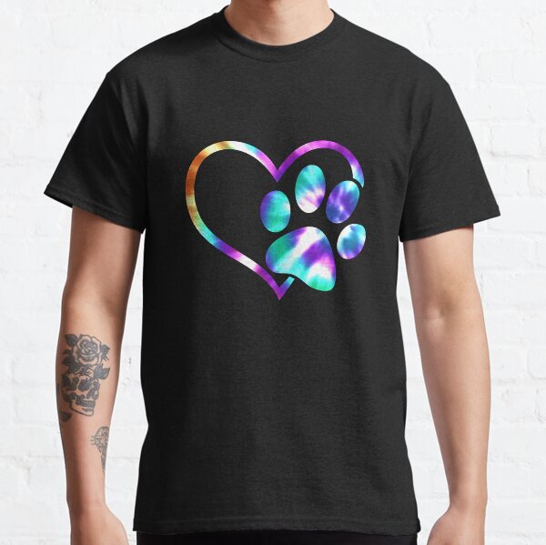 Tie Dye Heart Paw Print  Classic T-Shirt