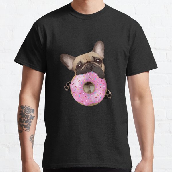 French bulldog lovers, sweet frenchie with pink donuts Classic T-Shirt