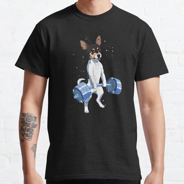 Funny Fitness Weight Lifting Rat Terrier Dog Classic T-Shirt