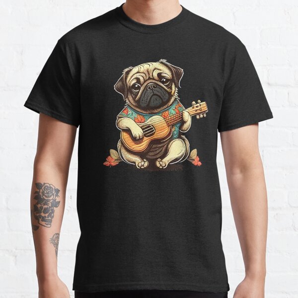 Cute Pug Dog Playing Ukulele Classic T-Shirt