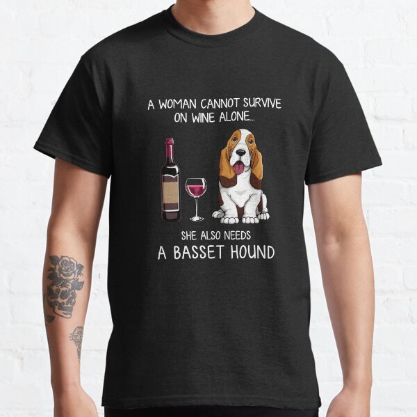 Basset Hound and wine Funny dog Classic T-Shirt