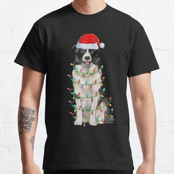Merry Christmas Border Collie Christmas Lights Xmas Dog Lover Gifts Sweater Classic T-Shirt