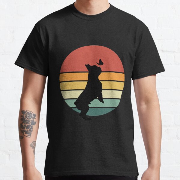 French bulldog lovers, frenchie on vintage sun and butterfly Classic T-Shirt