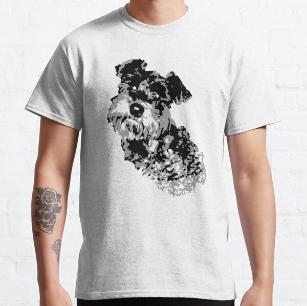 Miniature Schnauzer Dog Black and White Graphic Drawing Original Artwork Classic T-Shirt