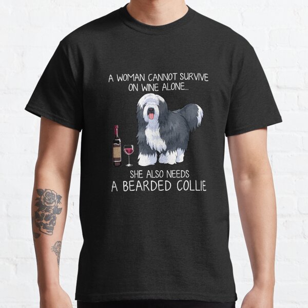 Bearded Collie and wine Funny dog Classic T-Shirt