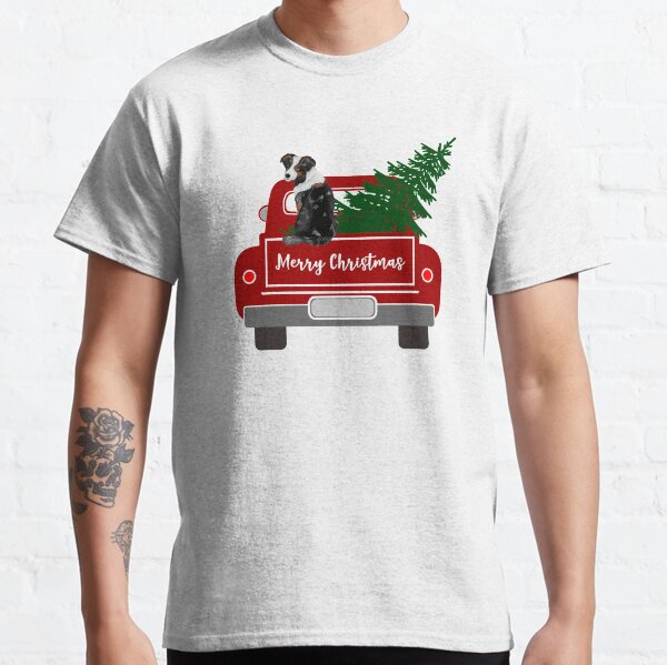 Australian Shepherd - Christmas Tree- Red Retro Truck  Classic T-Shirt