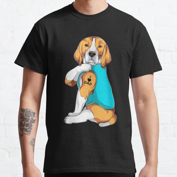 Fun Beagle I Love Dad Tattoo Apparel Dog Dad Classic T-Shirt