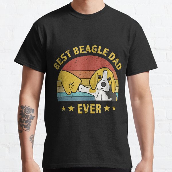 Mens Cute Best Beagle Dad Ever Retro Vintage Gift Puppy Lover Classic T-Shirt