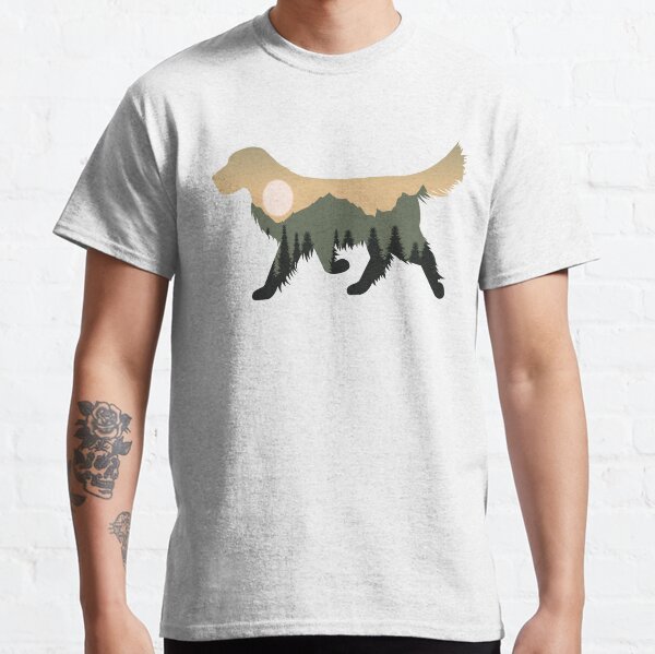 Golden retriever dog forest mountain sunset gift Classic T-Shirt