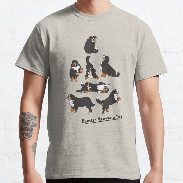 Playing Bernese Mountain Dog - Blue Background Classic T-Shirt