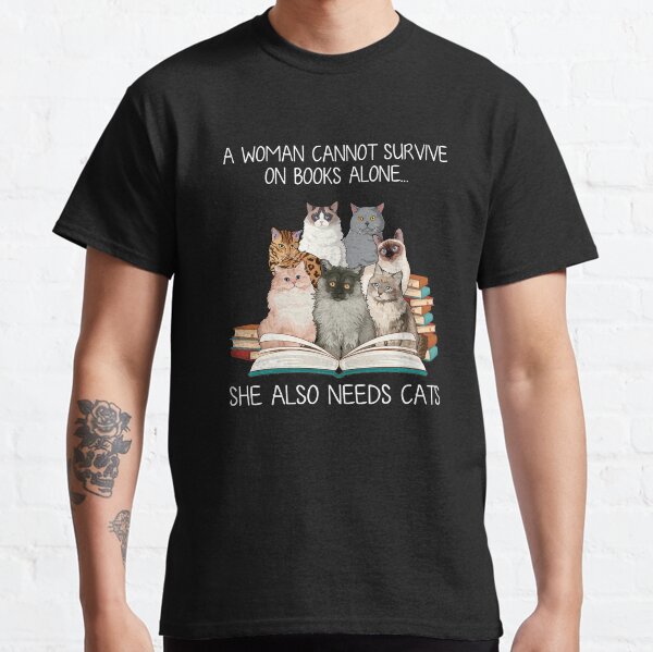 Funny Woman Books and Cats Classic T-Shirt