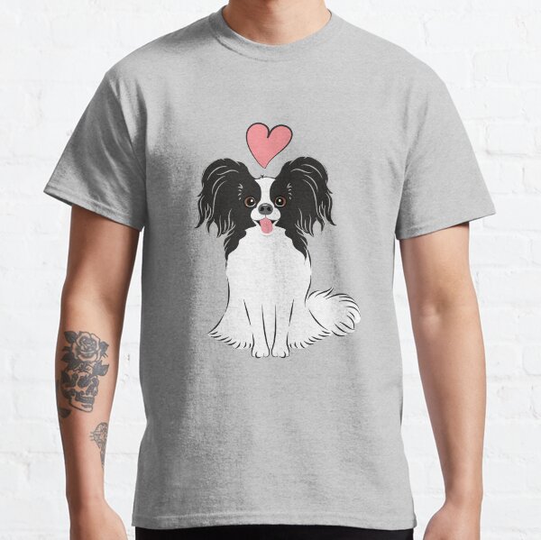 LOVE Black White Papillon Dog Classic T-Shirt