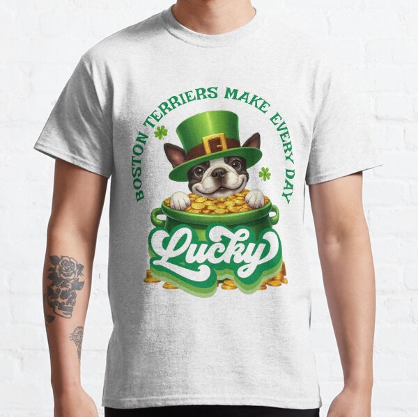 Boston Terrier Dog Mom St Patricks Day Parade Outfit Lucky Irish Pom Dog Dad Classic T-Shirt