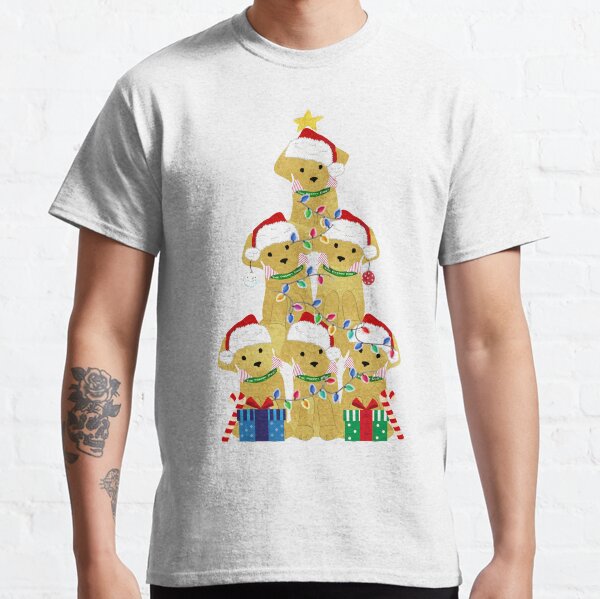 Holiday Preppy Golden Retriever Puppy Christmas Tree Classic T-Shirt