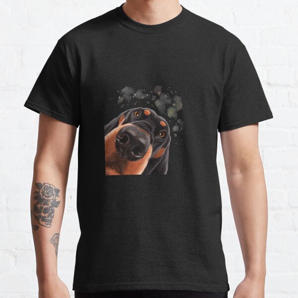 Curious Black and Tan Coonhound Dog Classic T-Shirt