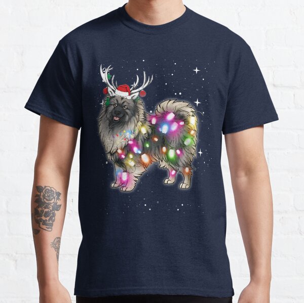 Christmas lights keeshond dog winterwalk cute pet dog lover Classic T-Shirt