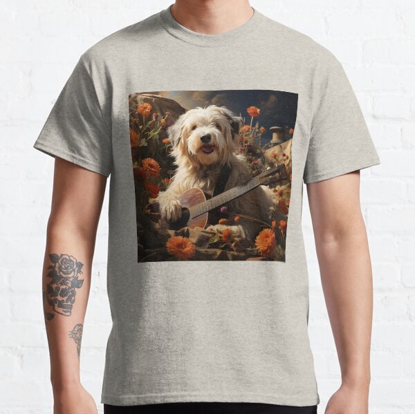 Old English Sheepdog playing guitar Classic T-Shirt
