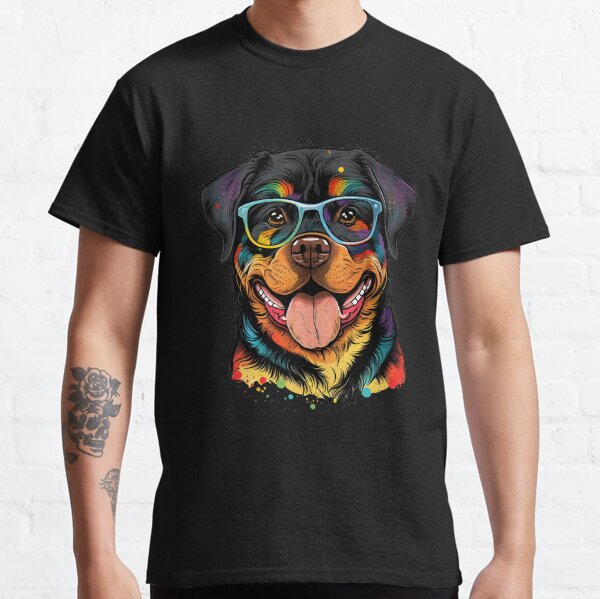 Colorful Kawaii Rottweiler Nerd Classic T-Shirt