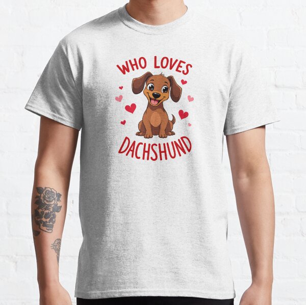 Cute Dachshund with Hearts Classic T-Shirt