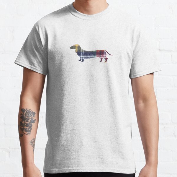 Dachshund Silhouette Scottish Tartan Classic T-Shirt