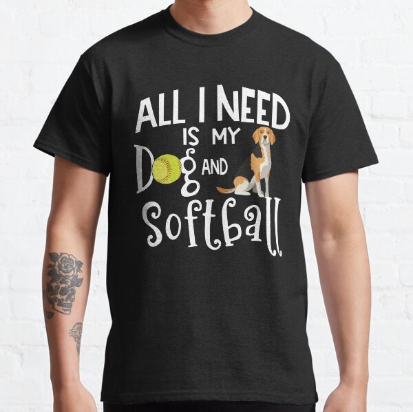 Beagle Dog Softball Player Dog Lover Gift Cute Funny Saying Classic T-Shirt
