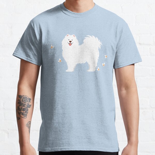 Samoyed Dog in Winter Snowy Garden Classic T-Shirt