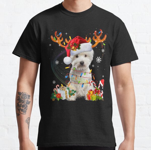 Cute Westie Dog Lights Santa Hat Sweater Xmas Tree Christmas Classic T-Shirt