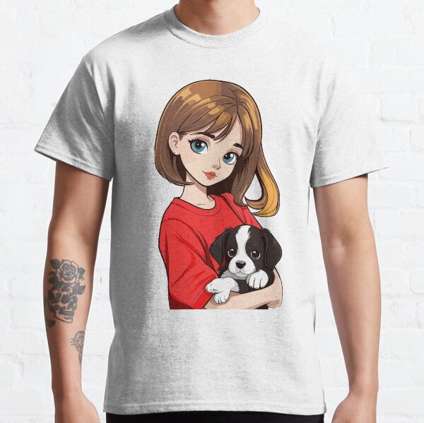 Girl and her cute Puppy Dog design Classic T-Shirt