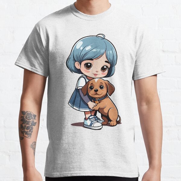Girl and her cute Puppy Dog design Classic T-Shirt