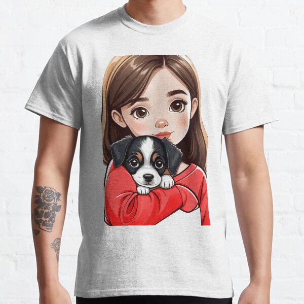 Girl and her cute Puppy Dog design Classic T-Shirt
