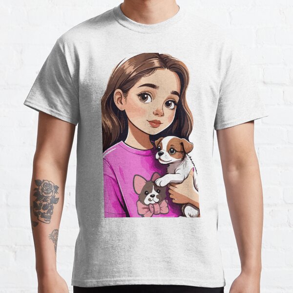 Girl and her cute Puppy Dog design Classic T-Shirt