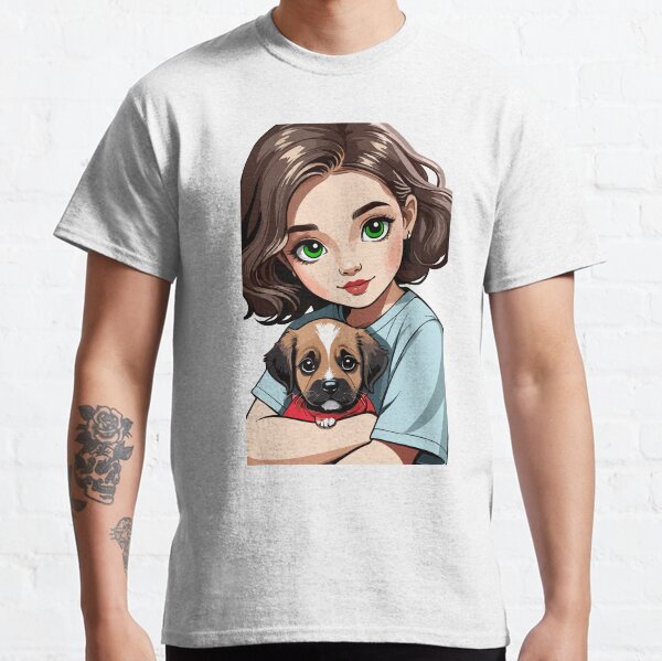 Girl and her cute Puppy Dog design Classic T-Shirt