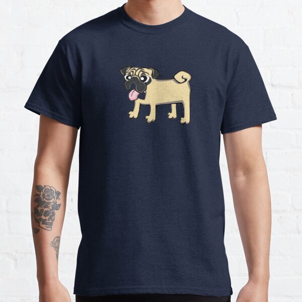 Pug - Fawn (Full Body) BLUE BG Classic T-Shirt