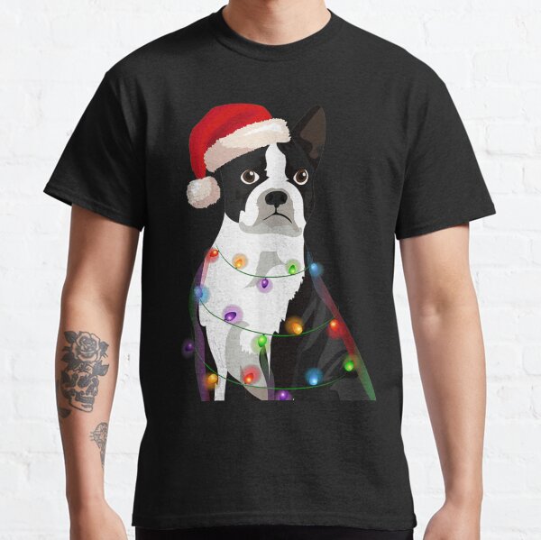 Boston Terrier Bostie Christmas Lights Xmas Dog Lover Classic T-Shirt