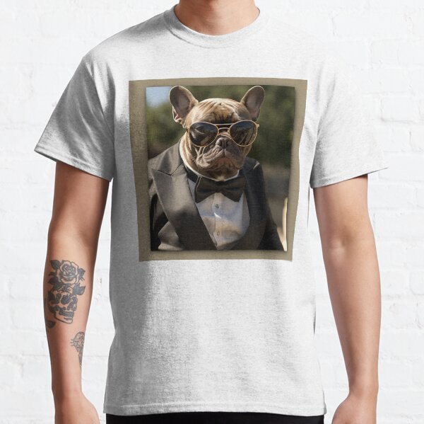 Tuxedo Pug Wearing Sunglasses and a Boetie  Classic T-Shirt