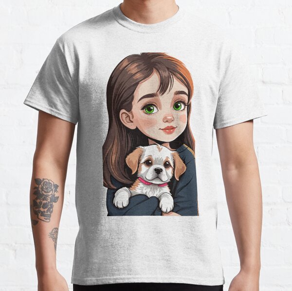 Girl and her cute Puppy Dog design Classic T-Shirt