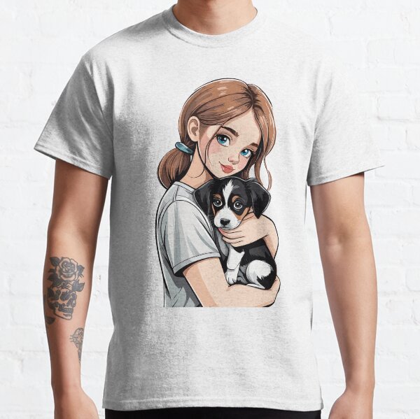 Girl holding her cute Puppy Dog design Classic T-Shirt