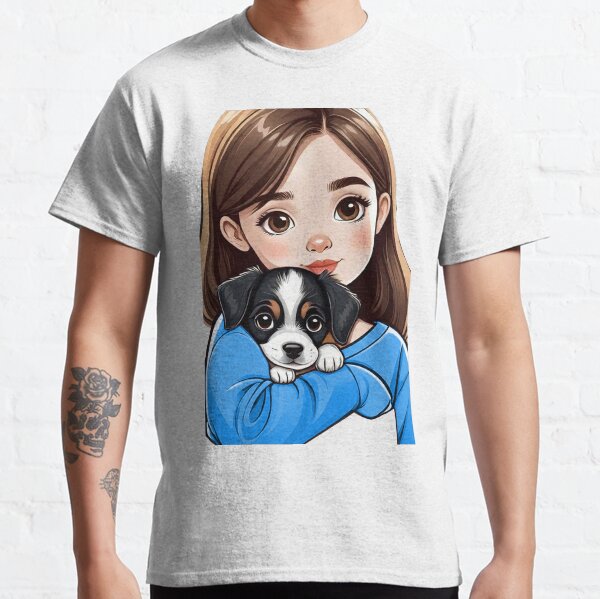 Girl and her cute Puppy Dog design Classic T-Shirt