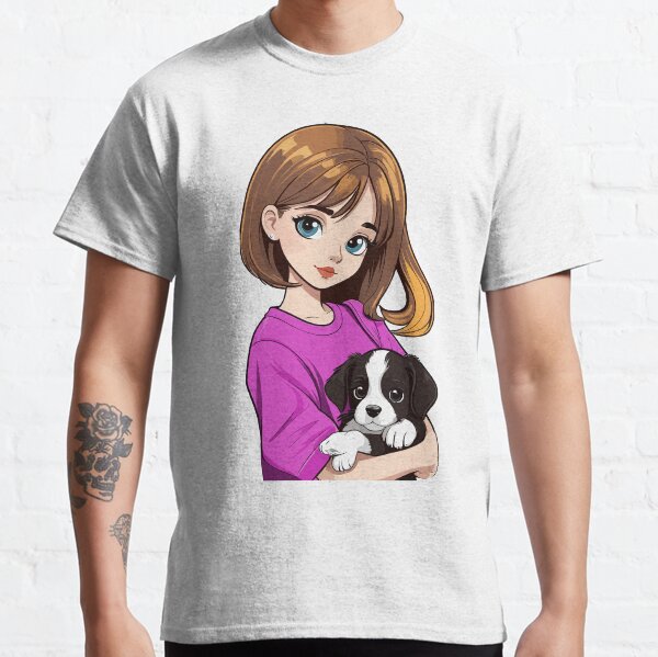 Girl and her cute Puppy Dog design Classic T-Shirt