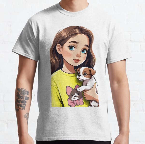 Girl and her cute Puppy Dog design Classic T-Shirt