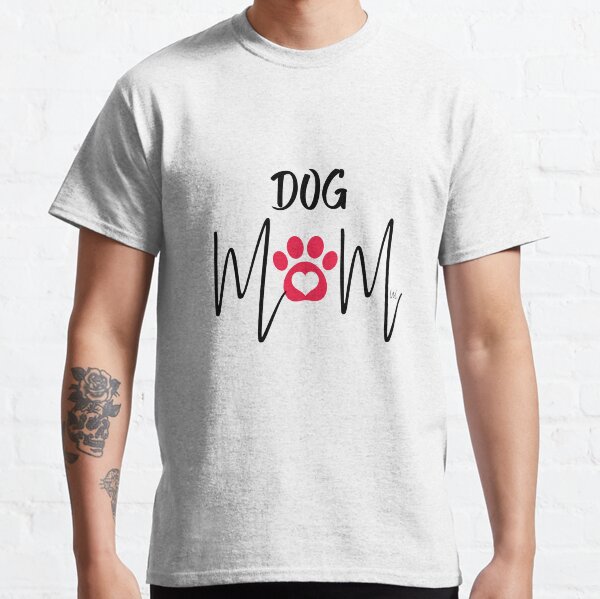 Dog Mom Red Heart Paw Print Classic T-Shirt