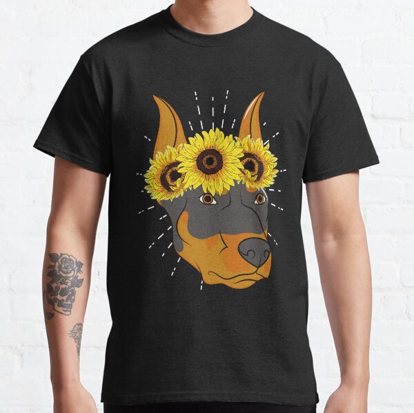 Sunflower Crown Dog Owner Dog Lover Dog Breed Doberman Classic T-Shirt
