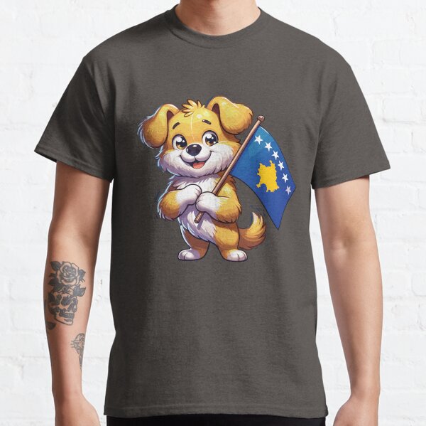 Funny Dog With Kosovo Flag Gift For Kosovo women, men  Classic T-Shirt