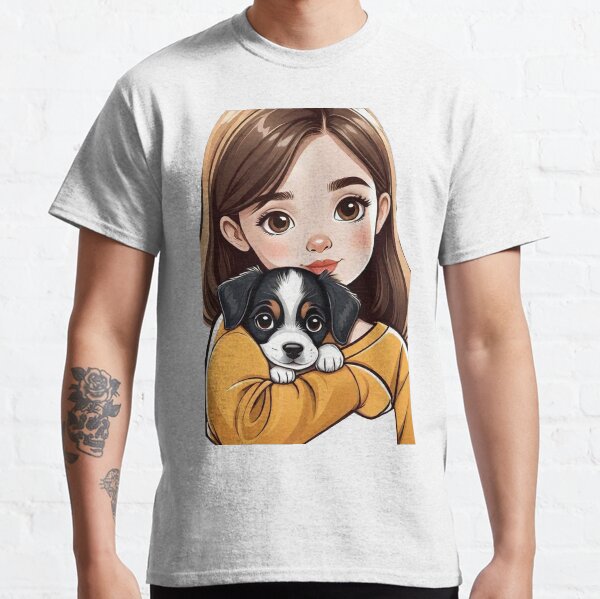 Girl and her cute Puppy Dog design Classic T-Shirt