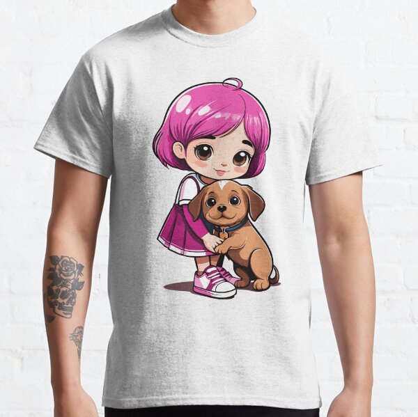 Girl and her cute Puppy Dog design Classic T-Shirt